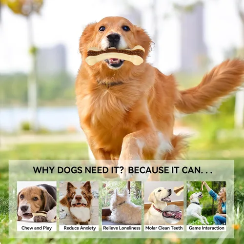 Miniatura 4 de Juguetes para perros para masticadores agresivos, paquete de 2 huesos duraderos de nailon para perros con sabor a carne real para razas grandes