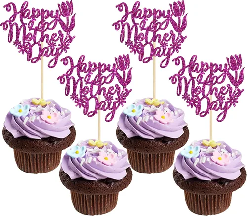 Miniatura 12 de Gyufise 1 paquete de decoración para pastel del día de la madre, la mejor mamá del mundo, con flores de mariposa, decoración de pastel de cumpleaños