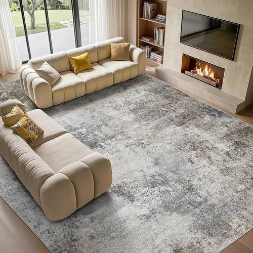 Miniatura 13 de Tortania Alfombra redonda lavable de 5 pies para sala de estar: Alfombra moderna abstracta neutra grande suave y delgada – Alfombra antideslizante