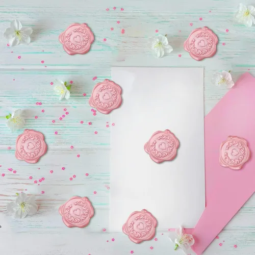Miniatura 6 de Calcomanías de sello de cera, calcomanías en relieve de corazón para boda, matrimonio, compromiso, sobre, tarjeta de invitación, baby shower