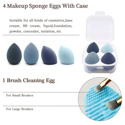 Miniatura 5 de Juego de 22 brochas de maquillaje, incluye brocha para base, brocha para sombras (azul, 22 piezas)