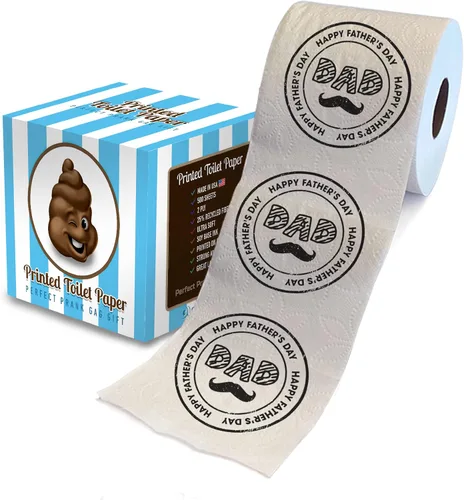 Printed TP Rollo de papel higiénico impreso con diseño de bigote para el día del padre, divertido regalo de broma, regalos lindos para papá, marido,