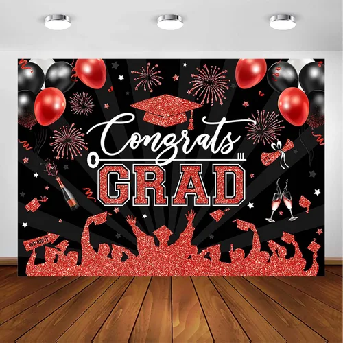 Miniatura 12 de Avezano Fondo de graduación Congrats Grad, decoraciones de fiesta de graduación de clase de 2026, fondo de sesión de fotos, felicitaciones