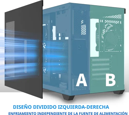 Miniatura 5 de MUSETEX Caja de PC ATX, 3 x 120mm Ventiladores Preinstalados, Soporte para Radiador de 360MM, Caja de PC para Juegos de Vidrio Templado de Vista