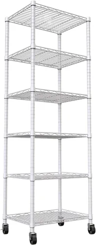 Miniatura 14 de REGILLER Estantería de alambre de acero de 6 niveles, unidad de almacenamiento con estantes ajustables para lavandería, baño, cocina, despensa, Negro