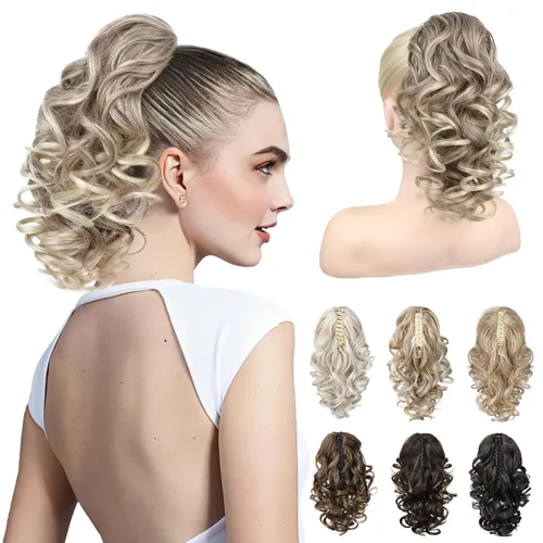 Miniatura 25 de REECHO Extensión de Cola de Caballo de 12", Clásica Suelta Rizada Ondulada con Clip de Garra, Extensiones de Cabello de Colas de Caballo para Mujer