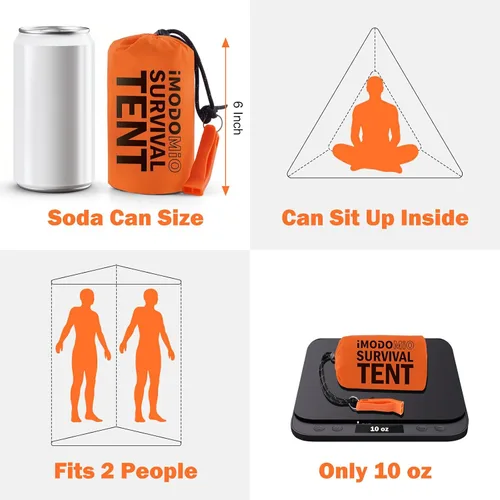 Miniatura 3 de Emergency Survival Tent Life Shelter - 2 Person Mylar Emergency Shelter Tube Tent with Emergency Whistle & Paracord, All-Weather Essential Survival