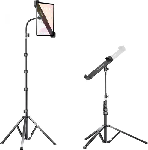 Miniatura 10 de elitehood Soporte de trípode de metal para iPad y soporte ajustable de 72 pulgadas con cuello de cisne para tableta, soporte de piso de aluminio