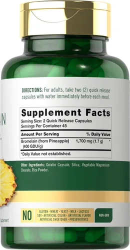 Miniatura 2 de Carlyle - Bromelaína 1700 mg 90 cápsulas Suplemento de enzima de piña Sin OMG y sin gluten