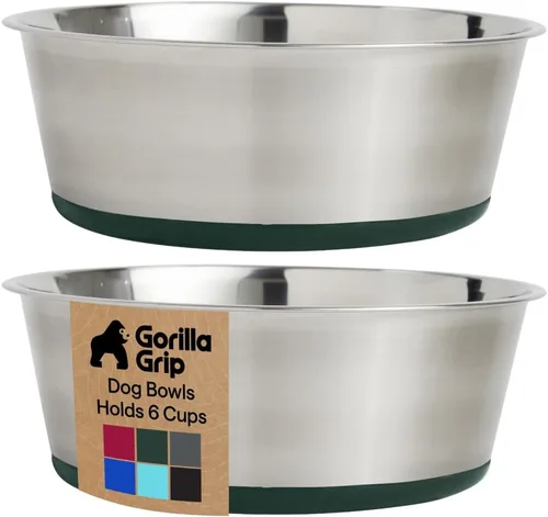 Miniatura 16 de GORILLA GRIP Tazones para perros, acero inoxidable 304 de grado alimenticio, con capacidad para 2 tazas cada uno (16 onzas líquidas) para alimentos