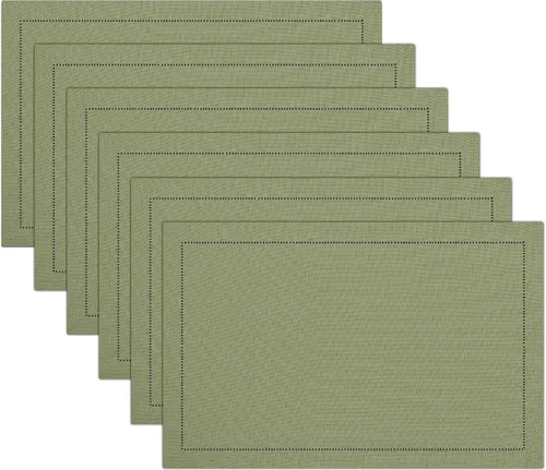 Miniatura 26 de Ruvanti Juego de manteles individuales de lino de 6-13x19 pulgadas, dobladillo clásico, resistentes al calor, lavables a máquina, suaves y Hielo