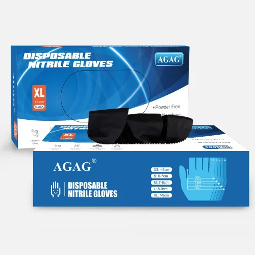 Miniatura 5 de AGAG Guantes de nitrilo, guantes de cocina negros, 100 unidades, guantes de limpieza ultra fuertes de 5 mil, sin polvo ni látex, para uso diario