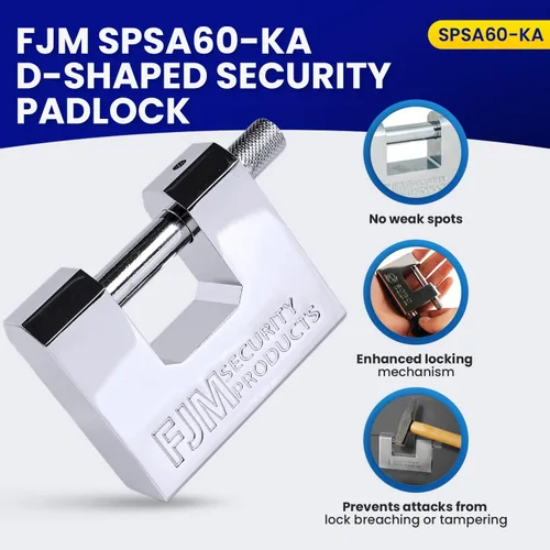 Miniatura 2 de FJM SPSA60-KA - Candado de alta seguridad estilo D, mejora del hogar, cerradura antirrobo para remolque, cerradura para bicicleta y cerradura