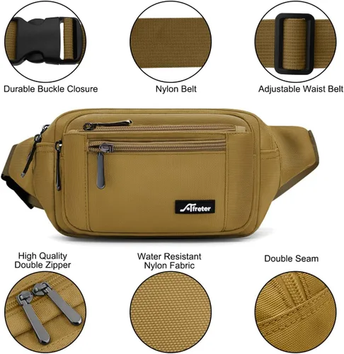 Miniatura 3 de Bolsa de cintura Riñonera para hombres y mujeres con correa ajustable para exteriores, entrenamiento, viajes, casual, correr, senderismo, ciclismo