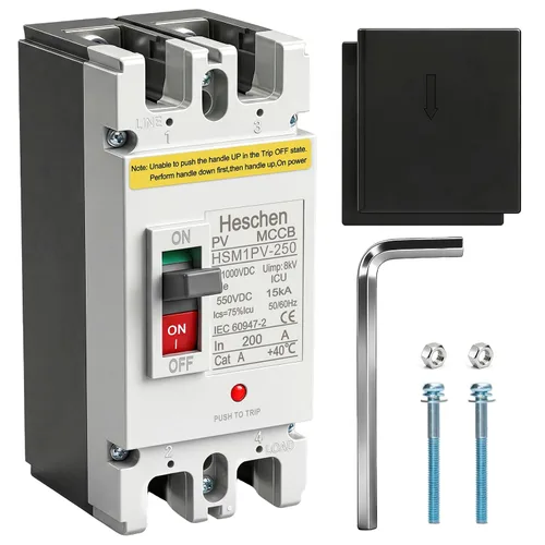 Miniatura 12 de Heschen Disyuntor de caja moldeada CC MCCB, HSM1PV-250, 2 polos, disyuntor fotovoltaico DC550V, para sistema solar fotovoltaico Sistema de red