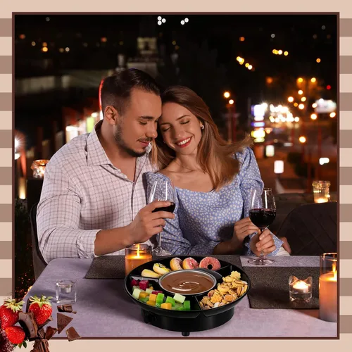 Miniatura 4 de Lallisa Juego de ollas de fondue eléctricas, kit de fondue de chocolate, máquina de fondue eléctrica, bandejas de servir desmontables con 4