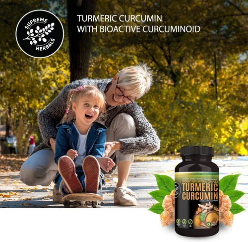 Miniatura 6 de SUPREME HERBALS, Cápsulas de curcumina de cúrcuma 100% cruda y orgánica. Certificado orgánico, sin gluten, sin OMG y sin cafeína. Mejorado con ajo