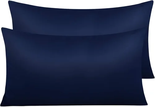 Miniatura 29 de NTBAY - Fundas de almohada de satén con cremallera, súper suaves y lujosas fundas de almohada Negro