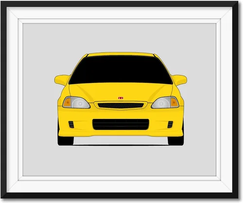 Custom Car Posters Póster hecho a mano compatible con Honda Civic Type R EK9 (1997-2000) de 1ª generación, decoración de pared impresa, 11 x 14