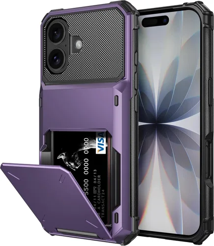 Miniatura 38 de Vofolen Funda compatible con iPhone 12, cartera 5G, 4 ranuras para tarjetas, tarjetero con bolsillo oculto, doble capa, cubierta trasera protectora