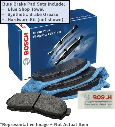 Miniatura 2 de BOSCH BE768AH Juego de pastillas de freno de disco semimetálicas azules con herrajes, compatible con Volkswagen Beetle, Golf, Golf City, Jetta