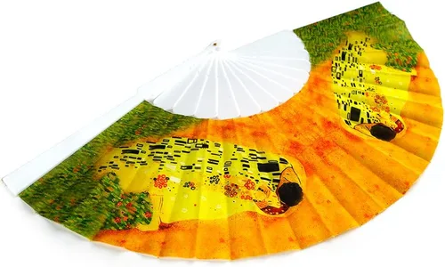 Miniatura 2 de Abanico de mano con pintura famosa Van Gogh & Gustav Klimt y Monet pintada hermosa tela 1