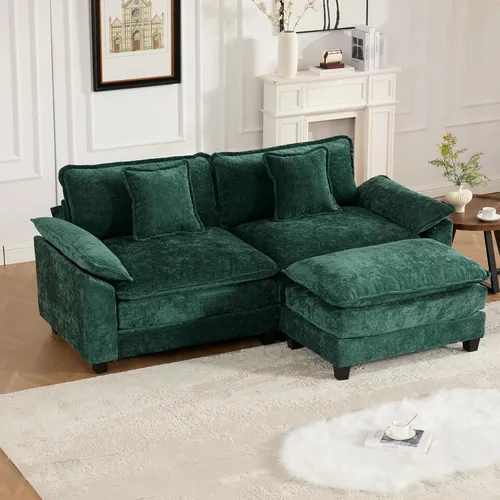 Miniatura 27 de Sofá modular negro de 111.5 pulgadas, sofás seccionales grandes de 3 plazas para sala de estar, sofá nube de tela de felpilla de gran