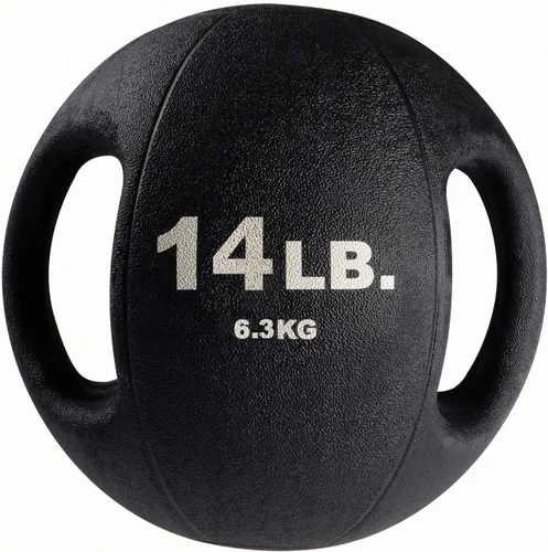 Miniatura 5 de Body-Solid Pelotas medicinales de ejercicio resistentes con asas dobles, pelota medicinal de agarre de goma antideslizante duradera