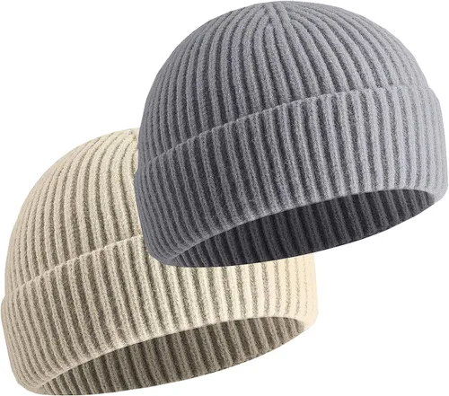 Miniatura 11 de vidsel Gorro Corto de Pescador para Hombres y Mujeres, Gorro de Lana Tejida con Puño Estilo Moderno de Arrastrero, Gorros Cálidos de Invierno