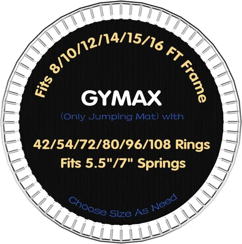 GYMAX Tapete para cama elástica, 8 pies/10 pies/12 pies/14 pies/15 pies/16 pies, tapete de repuesto para trampolín con anillos en V de