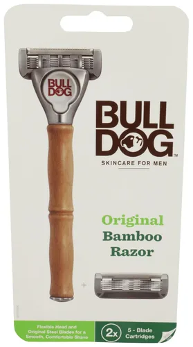 Bulldog Maquinillas de afeitar de bambú originales para hombre con mango de bambú natural y 2 recambios de maquinilla de afeitar para hombre