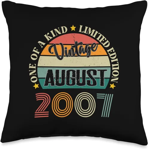 Vintage Birthday Retro Limited Edition Retro Gifts 17 Year Old Vintage August 2007 17th Birthday Retro Throw Pillow, 16x16, Multicolor