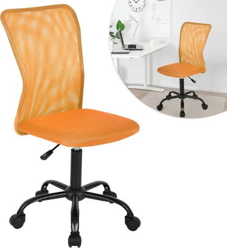 Miniatura 8 de BLKMTY Silla ergonómica blanca moderna, Silla de oficina de malla, sillas de escritorio para computadora sin brazos, altura ajustable, soporte Blanco