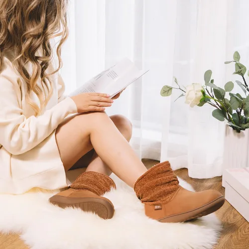 Miniatura 2 de LongBay Pantuflas de punto de chenilla cálidas para mujer, de espuma viscoelástica, cómodas, de gamuza, esponjosas, de espuma viscoelástica, botas