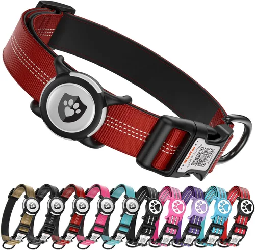 Miniatura 20 de Collar de Perro AirTag para Perros Grandes, Collar de Perro con AirTag de Apple Resistente al Agua IP68 con Soporte para AirTag, Reflectante, azul