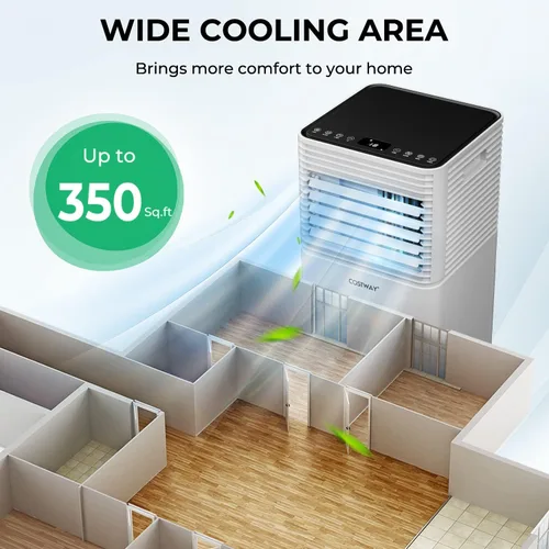 Miniatura 2 de COSTWAY Aire acondicionado portátil, refrigeración de CA de 10000 BTU para espacios de habitación de hasta 350 pies cuadrados, con control remoto