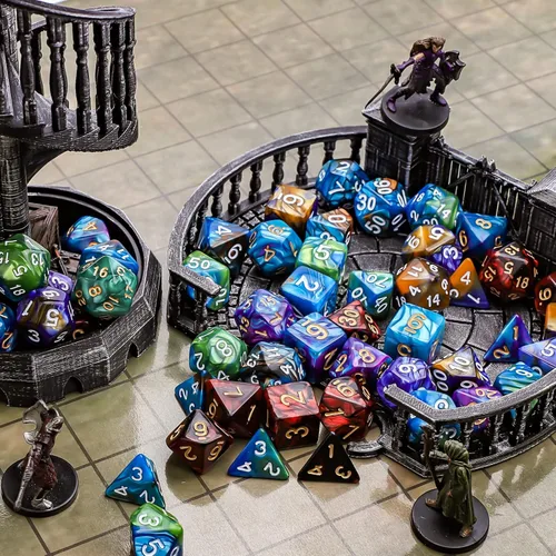 Miniatura 6 de CiaraQ Juego de dados poliédricos - Dados para juegos de rol DND para Calabozos y Dragones, juego de mesa RPG, doble color, 35 piezas