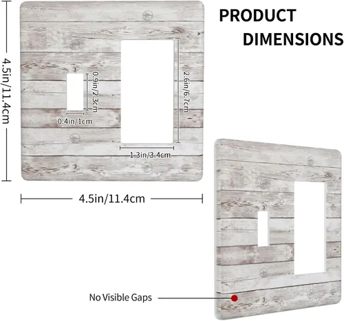 Miniatura 1041 de Placa Decorativa de Pared de Granja Rústica con Cuerno de Madera para Puerta de Granero 1 Banda Duplex Cubiertas de Toma Eléctrica Soltera