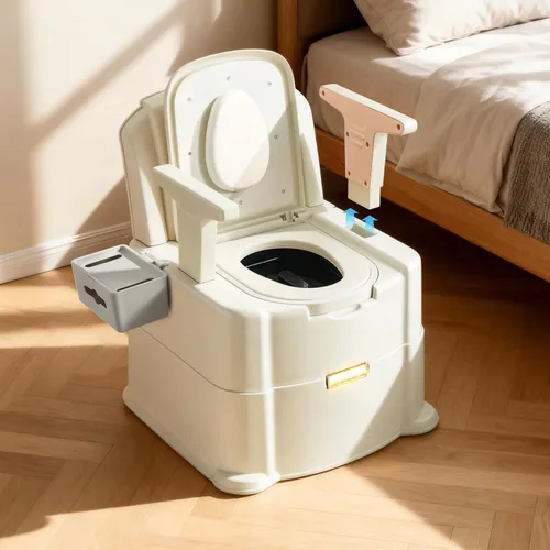Miniatura 8 de Cómoda de noche de alta resistencia de 500 libras, silla portátil 3 en 1 para ancianos y adultos, inodoro nocturno con luz de movimiento, silla
