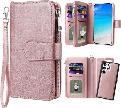 Miniatura 8 de Funda para Galaxy S22 Ultra, funda magnética desmontable 2 en 1, funda de piel sintética para teléfono con tarjetero para Samsung Galaxy S22 Ultra