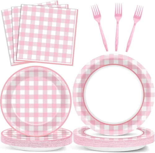 Miniatura 9 de 96 piezas de decoración de fiesta de cumpleaños de dona para el cuarto cumpleaños para 24 invitados Cuatro dulces platos de papel de dona