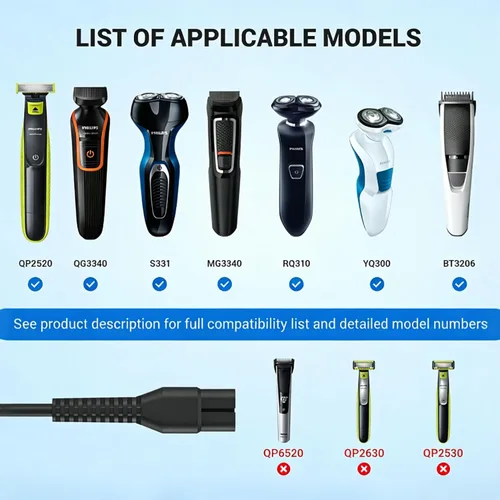 Miniatura 4 de CGGXJP Cargador de 4.3 V compatible con Philips Norelco One Blade Old Model A00390 QP2520 MG3740 QP2521 QP2522 QP2515 MG5700 MG3720 Cable