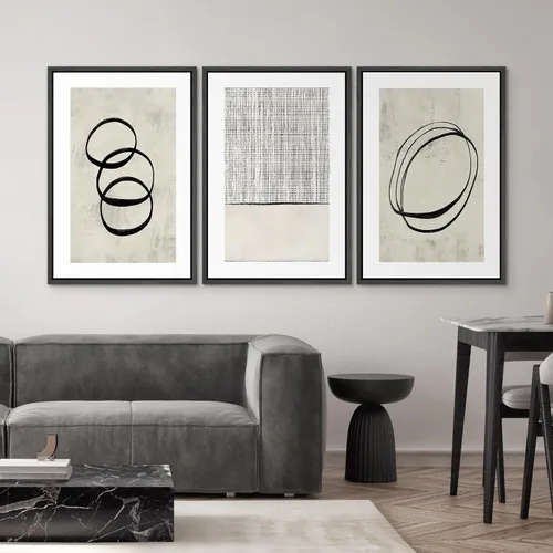 Miniatura 567 de SIGNWIN Lienzo enmarcado para pared, arte con pinceladas de flujo neutro en tonos beige abstractos, ilustraciones, arte moderno, decorativo