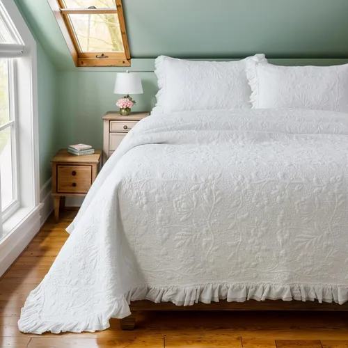 Miniatura 13 de Brandream Queen Size Quilt Set Cotton Beige Quilts Luxury Farmhouse Bedding Set Matelasse Coverlet Scalloped Quilt Set 3-Piece