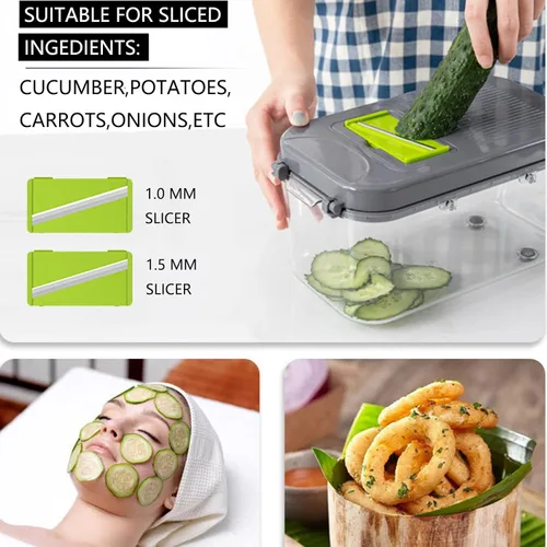 Miniatura 6 de Picador de verduras - Picador de cebolla profesional 22 en 1 - Picador multifuncional de alimentos con separador de huevos - Cortador de verduras