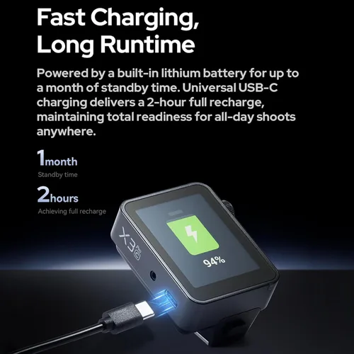 Miniatura 7 de GODOX Transmisor de disparador de flash inalámbrico X3C 2.4G TTL Autoflash con gran pantalla táctil OLED Múltiples modos de flash con puerto USB 32
