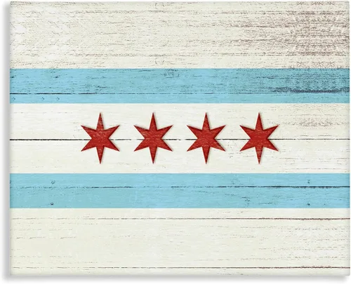 Miniatura 8 de Stupell Industries Lil' Rue - Placa artística de pared con diseño de bandera de Chicago, 15 x 10 pulgadas, fácil de colgar y resistente, fabricado