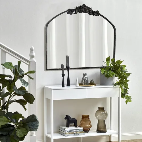 Miniatura 6 de AIXI HOME - Espejo de pared arqueado negro antiguo de cuerpo entero, 22"x65", espejo de pie elegante vintage Arendahl con marco de metal