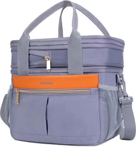 Miniatura 8 de Lonchera para Mujeres de Doble Nivel Aislada Bolsa de Almuerzo para Mujeres Expandible a Prueba de Fugas Reutilizable Bolsa Refrigeradora de Champán