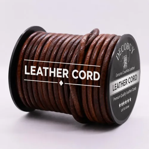 Miniatura 22 de Cordón de cuero redondo de 1 mm, cuerda de 27 yardas para hacer joyas, pulseras, collares, trenzado Kumihimo, envolturas, manualidades, pasatiempos